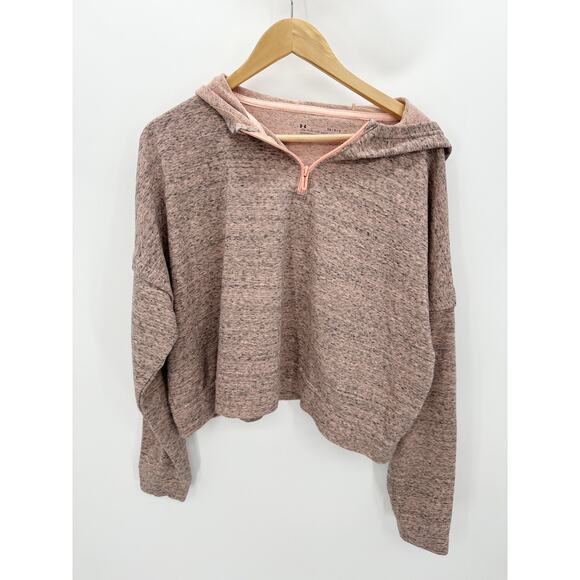 Under Armour Pink Loose Fit Quarter Zip Pullover Hoodie Women's Size Large L - Picture 1 of 9